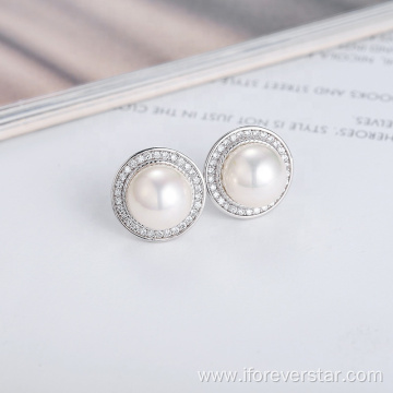 Open Ring and Earring Stud Pearl Jewelry Set